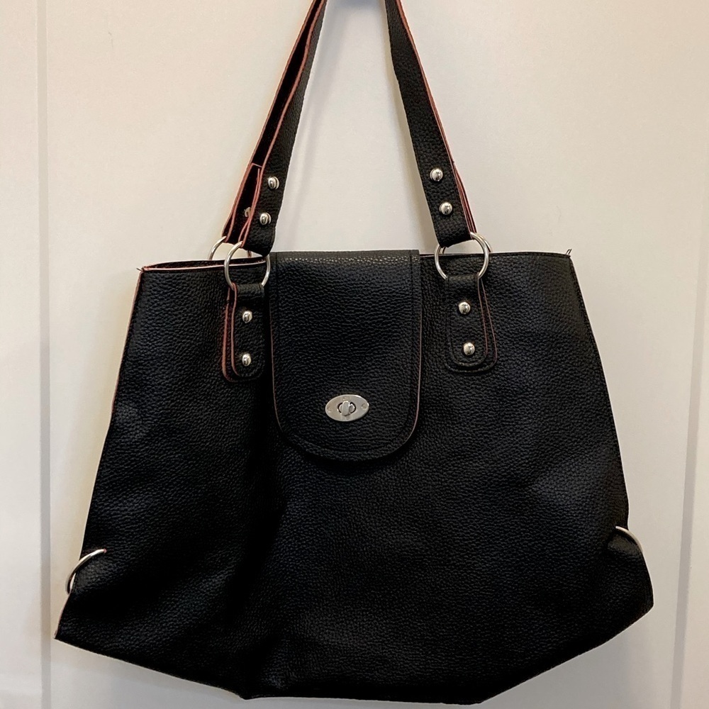 TOTE Black and pink vegan leather large